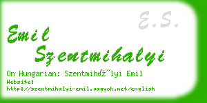 emil szentmihalyi business card